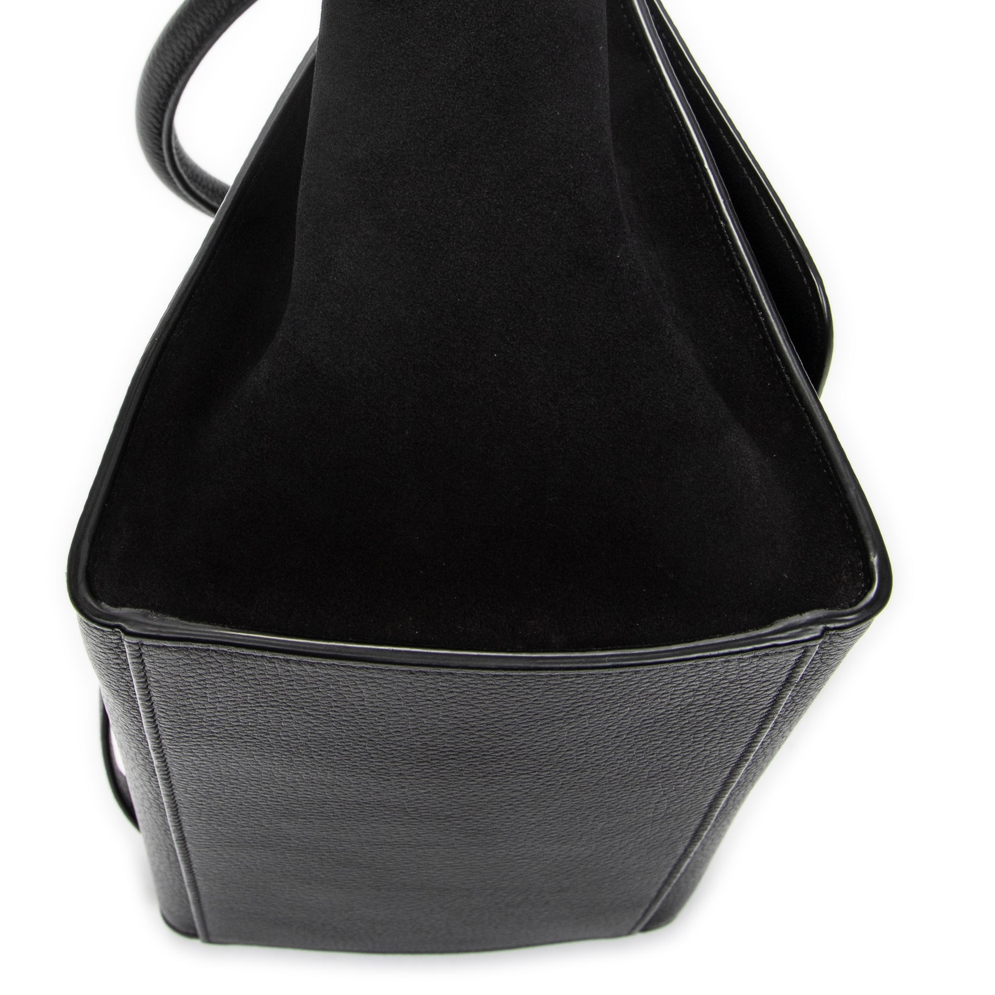 Shoulder Bag Small Trapeze Black Grained Calfskin Leather
