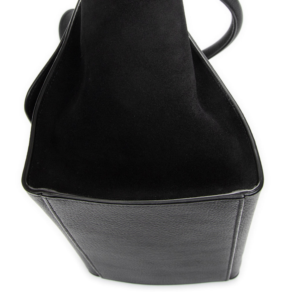 Shoulder Bag Small Trapeze Black Grained Calfskin Leather