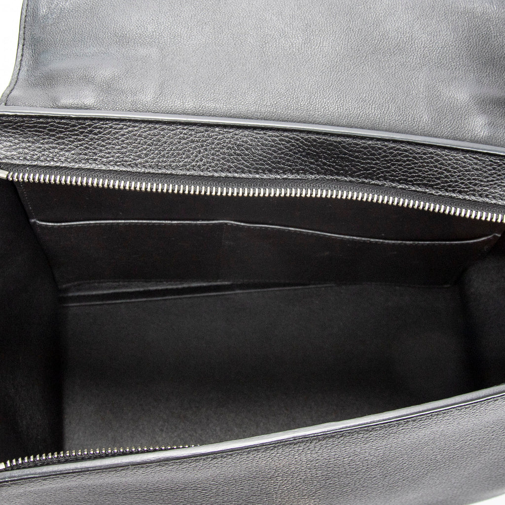 Shoulder Bag Small Trapeze Black Grained Calfskin Leather