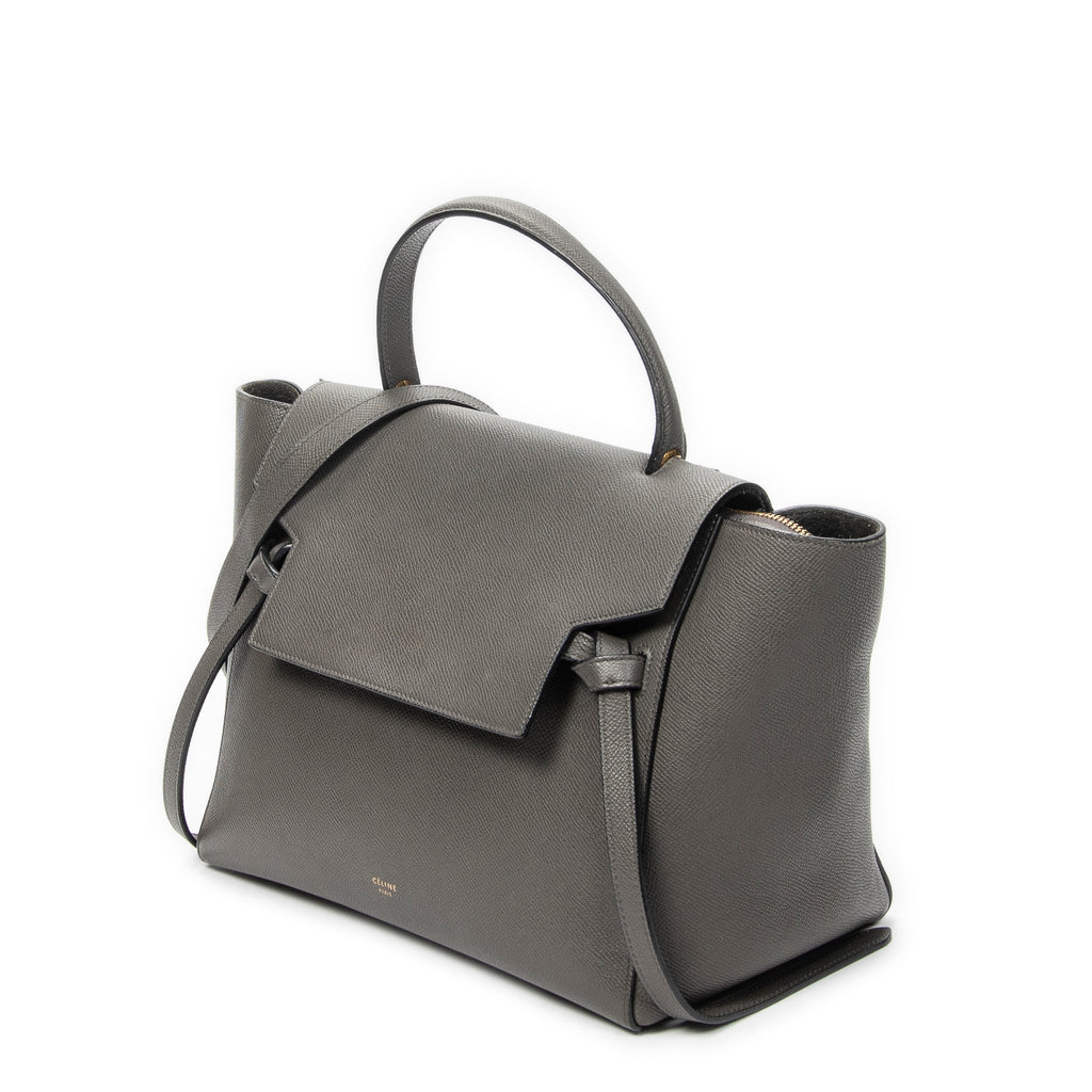 Shoulder Bag Mini Belt Bag Grey Grained Calfskin Leather