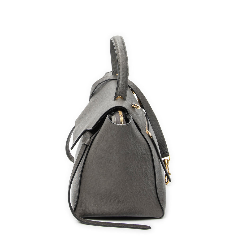 Shoulder Bag Mini Belt Bag Grey Grained Calfskin Leather