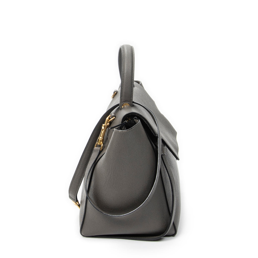 Shoulder Bag Mini Belt Bag Grey Grained Calfskin Leather