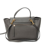 Shoulder Bag Mini Belt Bag Grey Grained Calfskin Leather