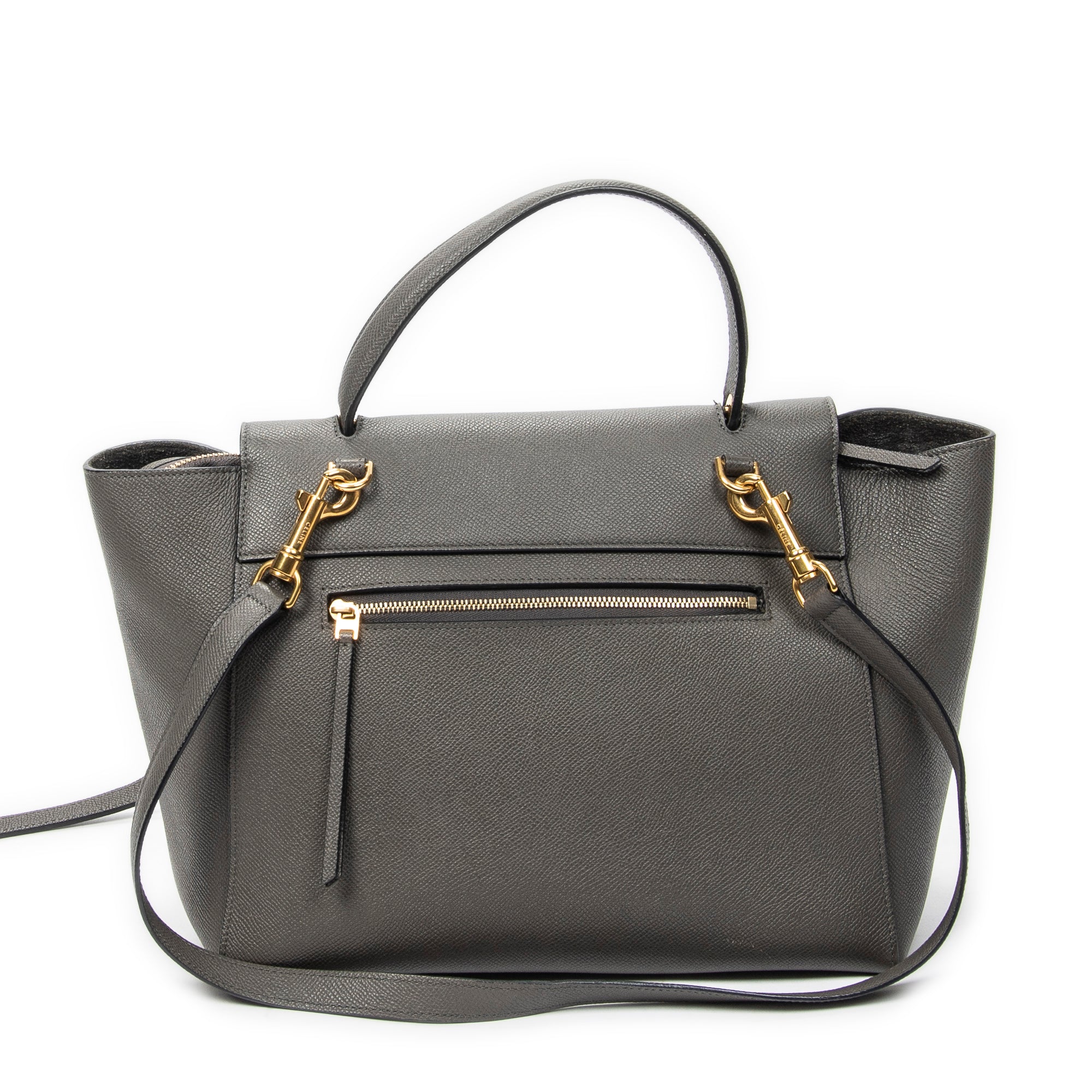 Shoulder Bag Mini Belt Bag Grey Grained Calfskin Leather