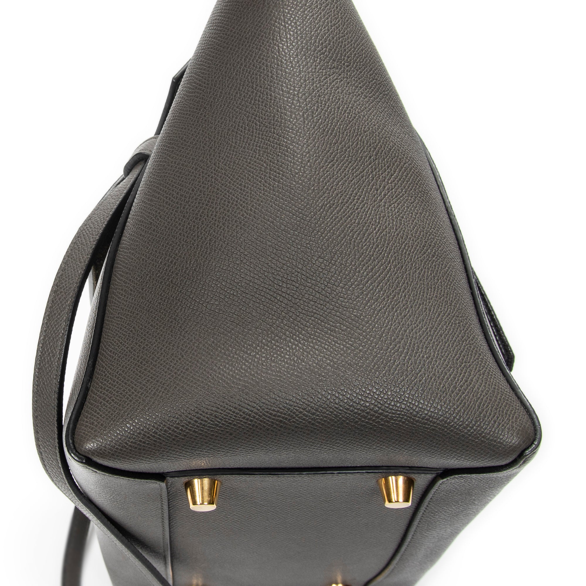 Shoulder Bag Mini Belt Bag Grey Grained Calfskin Leather