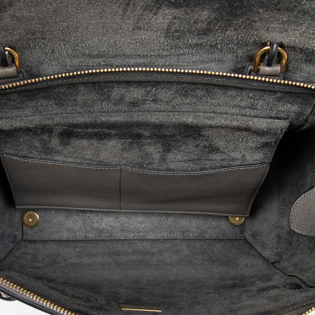 Shoulder Bag Mini Belt Bag Grey Grained Calfskin Leather