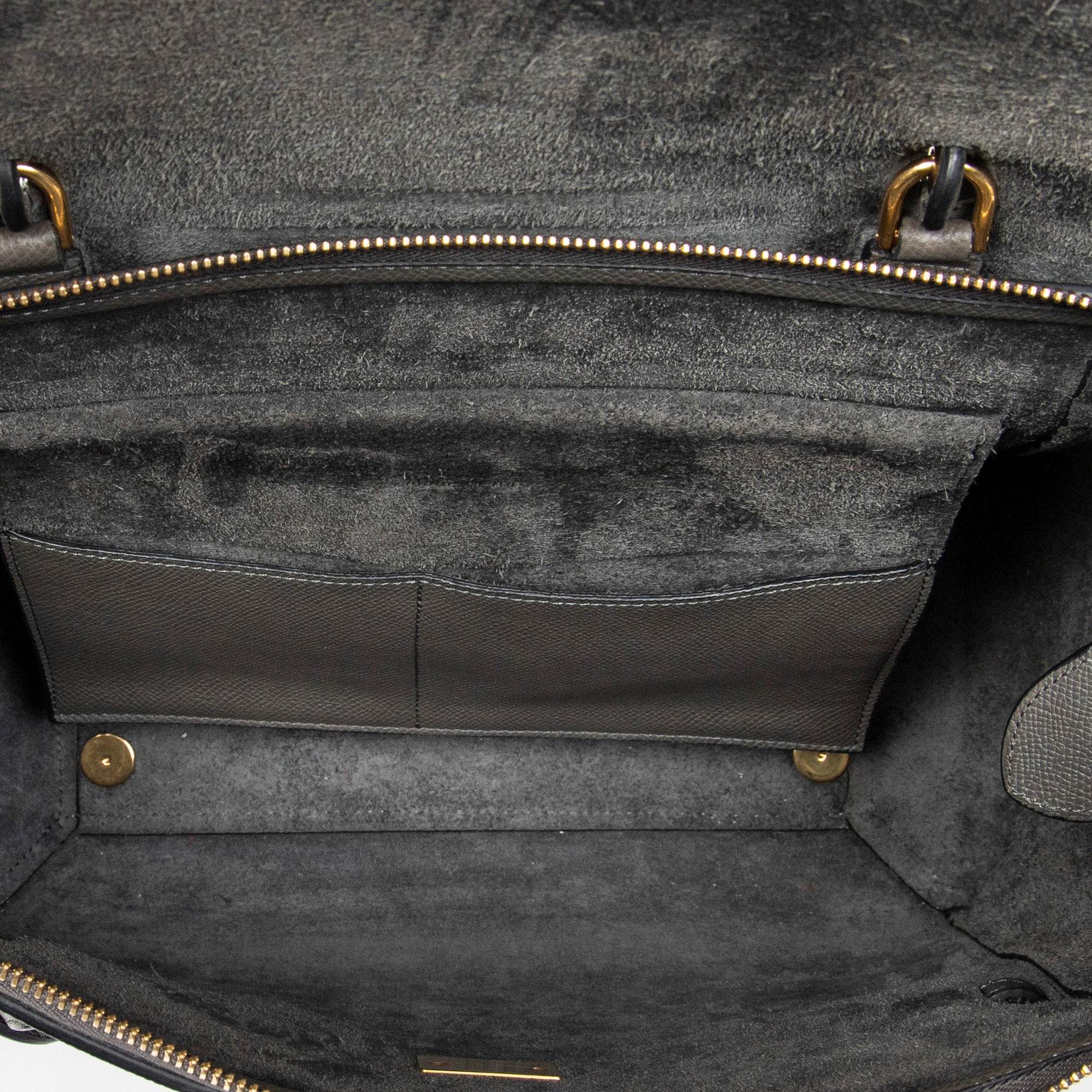 Shoulder Bag Mini Belt Bag Grey Grained Calfskin Leather