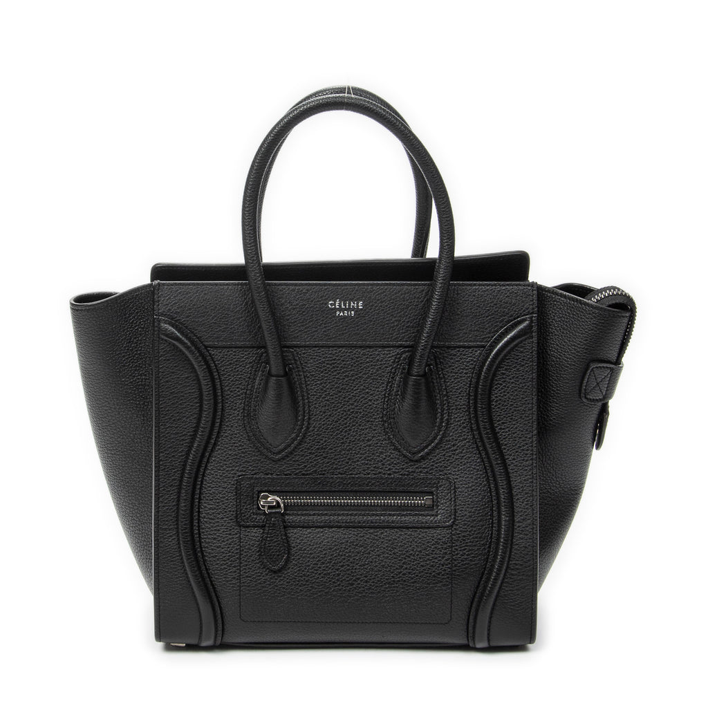 Handbag Micro Luggage Black Grained Calfskin Leather