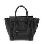 Handbag Micro Luggage Black Grained Calfskin Leather
