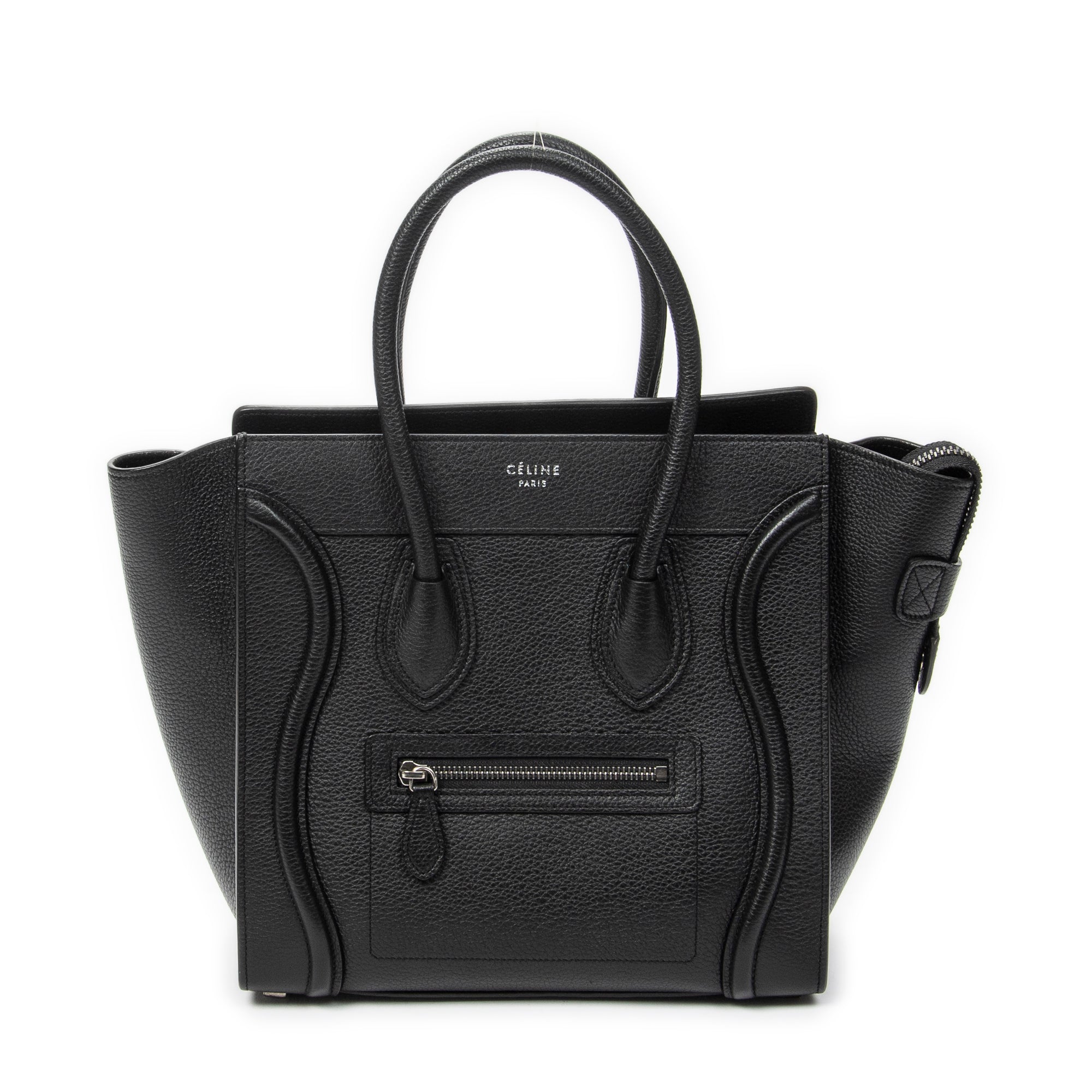 Handbag Micro Luggage Black Grained Calfskin Leather
