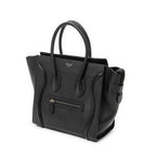 Handbag Micro Luggage Black Grained Calfskin Leather