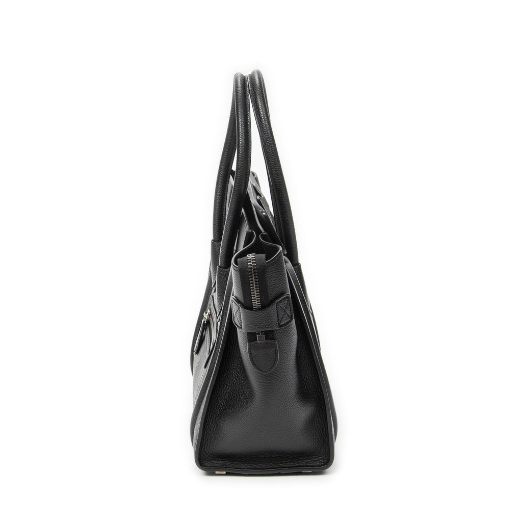 Handbag Micro Luggage Black Grained Calfskin Leather