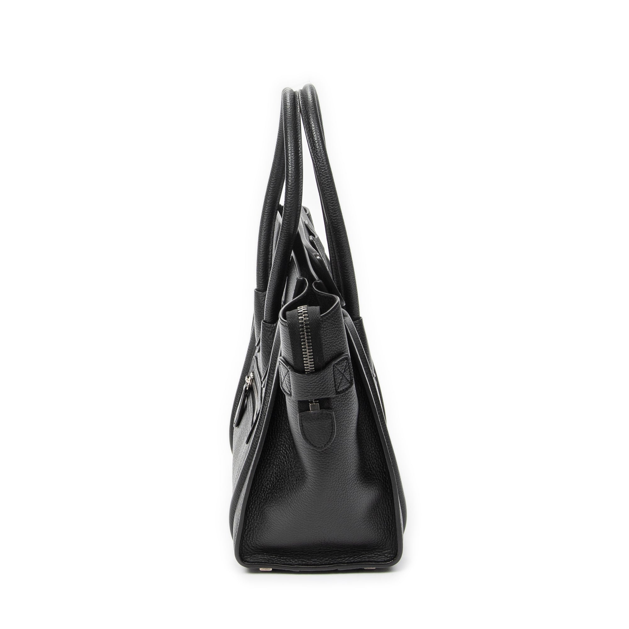 Handbag Micro Luggage Black Grained Calfskin Leather