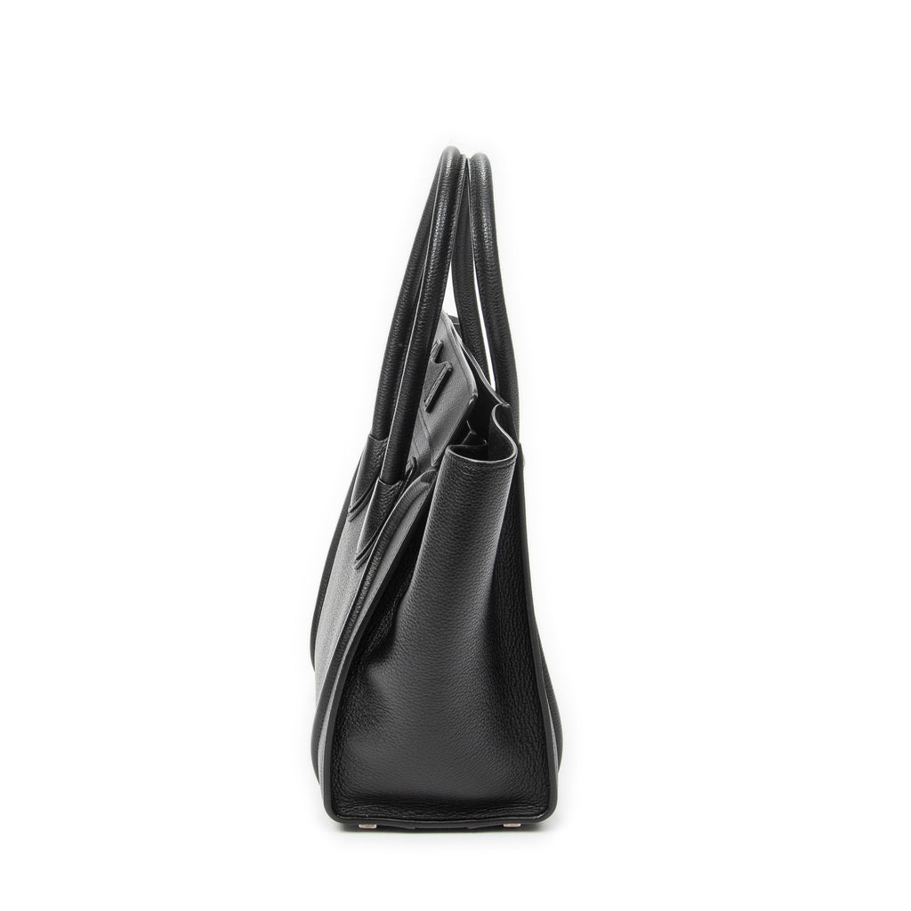 Handbag Micro Luggage Black Grained Calfskin Leather