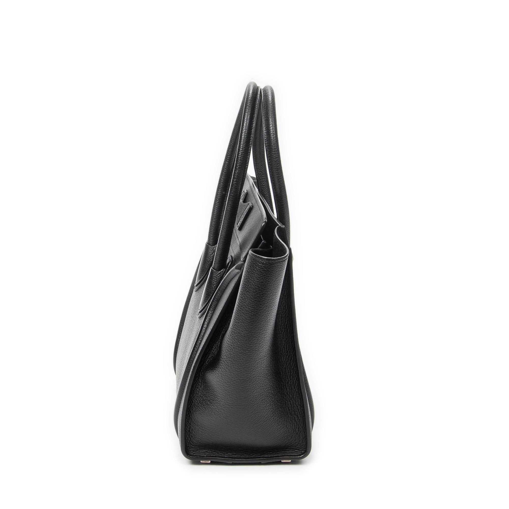 Handbag Micro Luggage Black Grained Calfskin Leather
