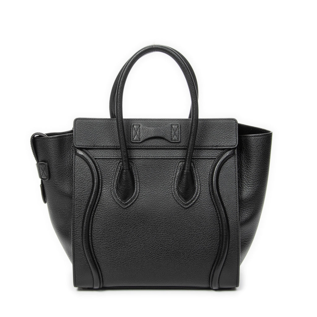 Handbag Micro Luggage Black Grained Calfskin Leather
