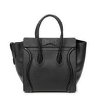 Handbag Micro Luggage Black Grained Calfskin Leather