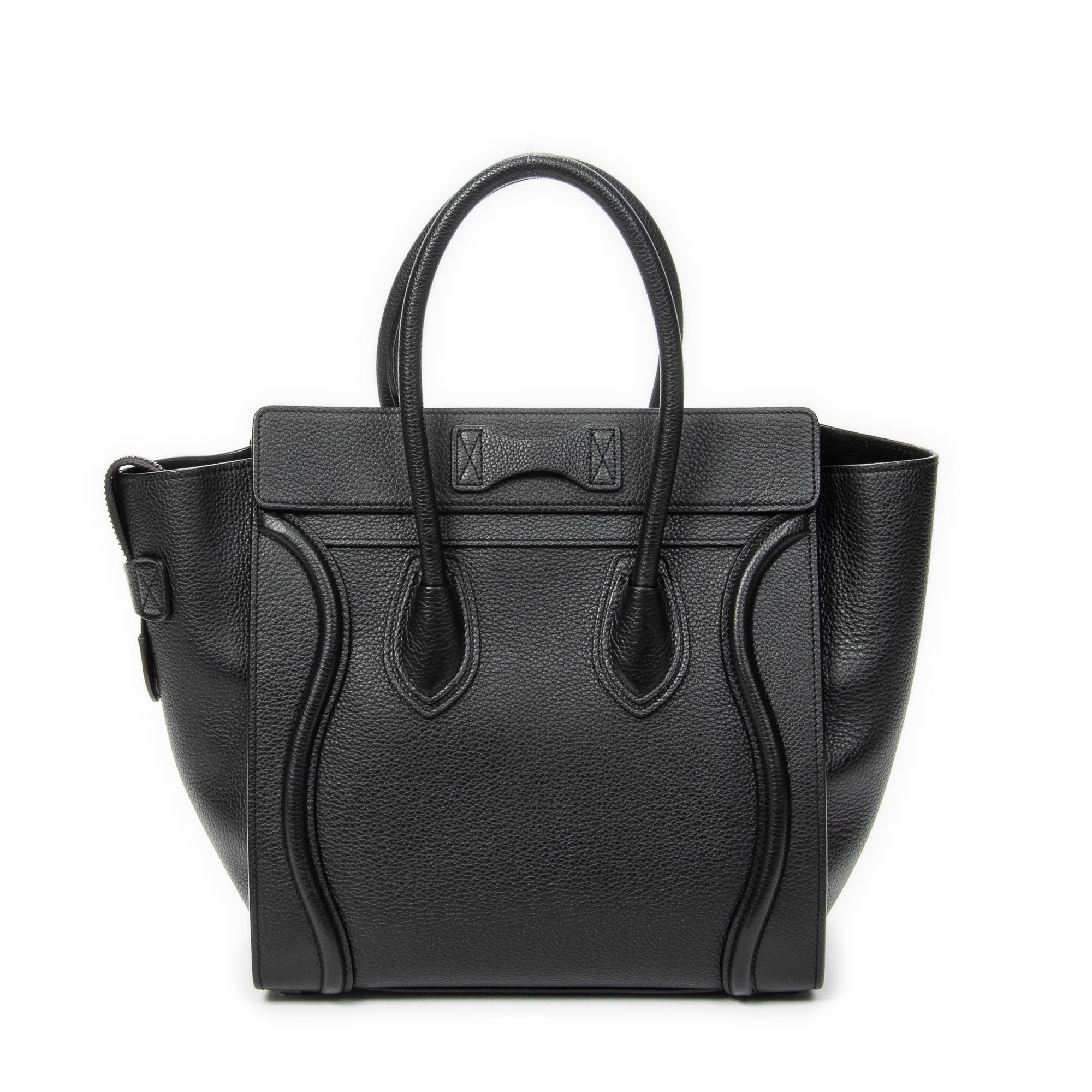 Handbag Micro Luggage Black Grained Calfskin Leather