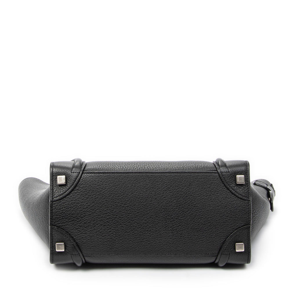 Handbag Micro Luggage Black Grained Calfskin Leather