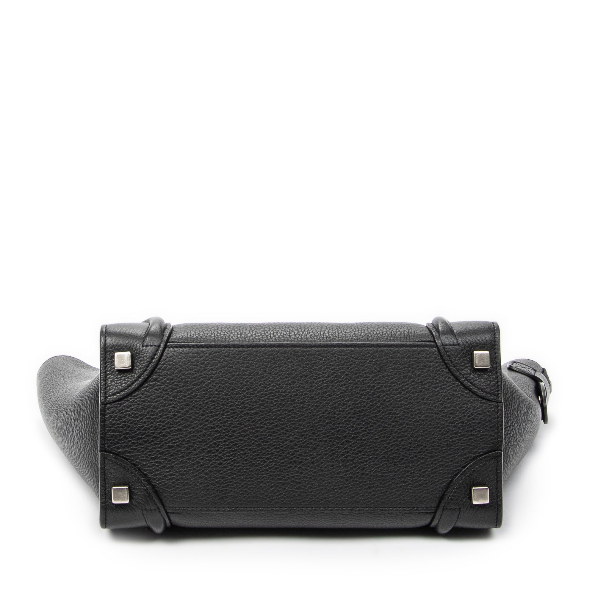 Handbag Micro Luggage Black Grained Calfskin Leather