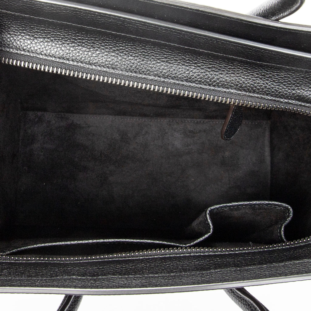 Handbag Micro Luggage Black Grained Calfskin Leather