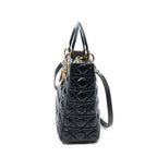 Shoulder Bag Large Lady Dior Zip Black Cannage Lambskin Leather