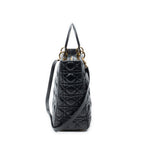 Shoulder Bag Large Lady Dior Zip Black Cannage Lambskin Leather