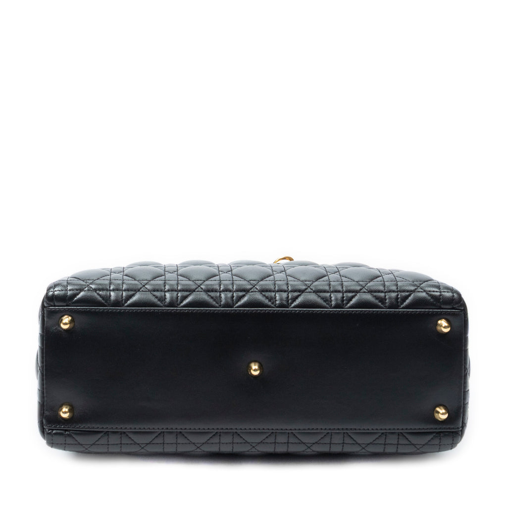 Shoulder Bag Large Lady Dior Zip Black Cannage Lambskin Leather