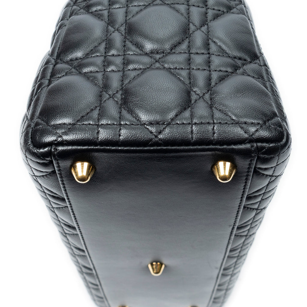 Shoulder Bag Large Lady Dior Zip Black Cannage Lambskin Leather