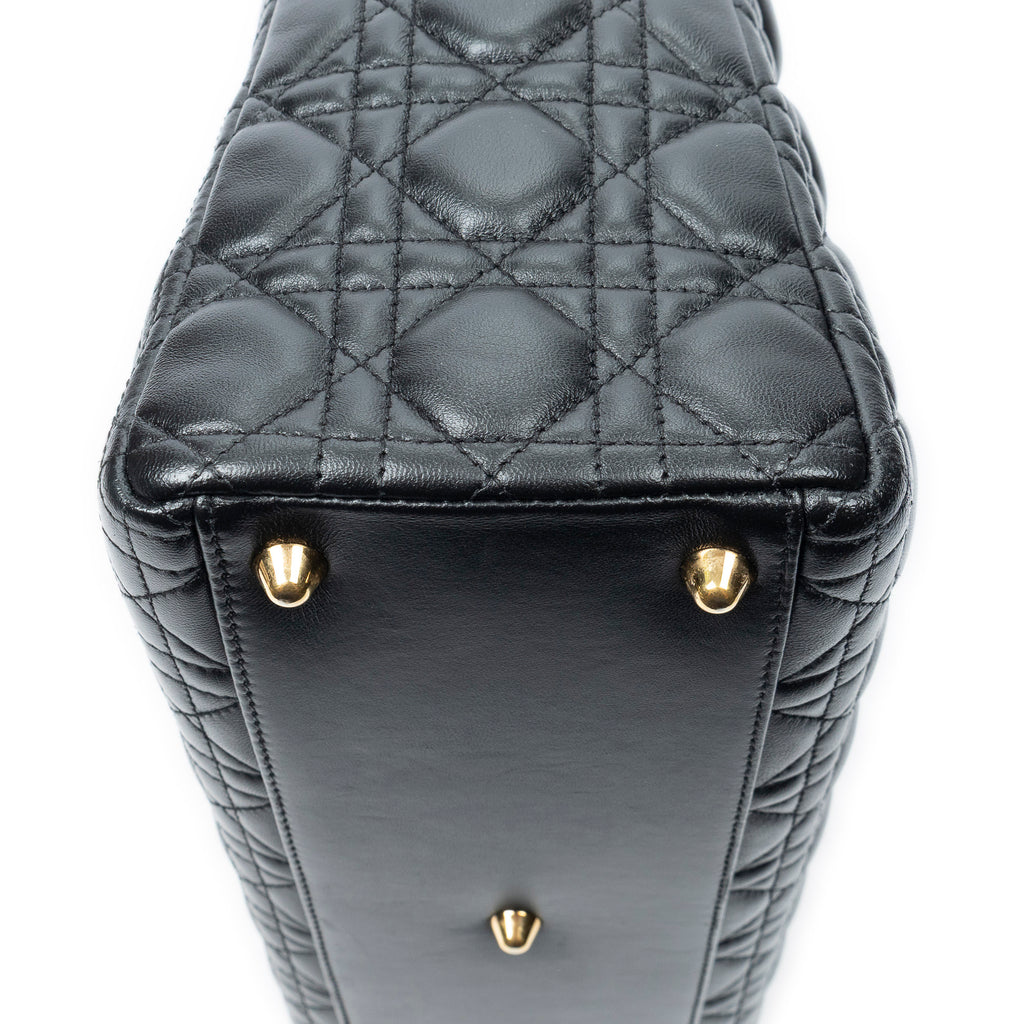 Shoulder Bag Large Lady Dior Zip Black Cannage Lambskin Leather