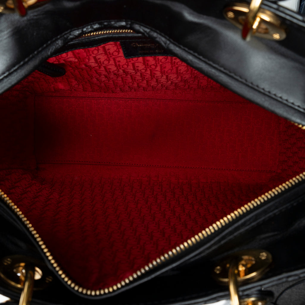 Shoulder Bag Large Lady Dior Zip Black Cannage Lambskin Leather