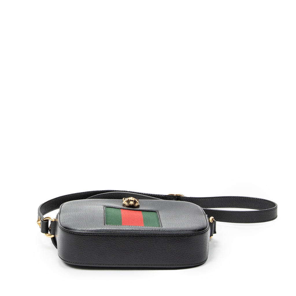 Shoulder Bag Web Animalier Disco Crossbody Black Grained Calfskin Leather