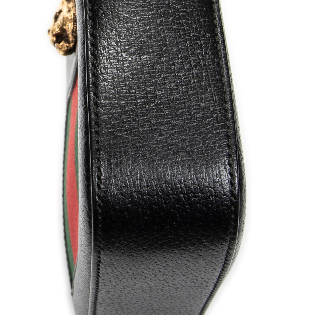 Shoulder Bag Web Animalier Disco Crossbody Black Grained Calfskin Leather