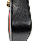 Shoulder Bag Web Animalier Disco Crossbody Black Grained Calfskin Leather