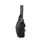 Shoulder Bag Horsebit Chain Shoulder Flap Black Monogrammed Canvas