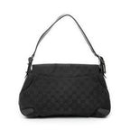 Shoulder Bag Horsebit Chain Shoulder Flap Black Monogrammed Canvas