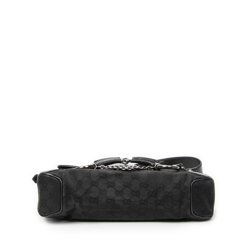 Bolso de Hombro Horsebit Chain Solapa Lona Monogram Negro