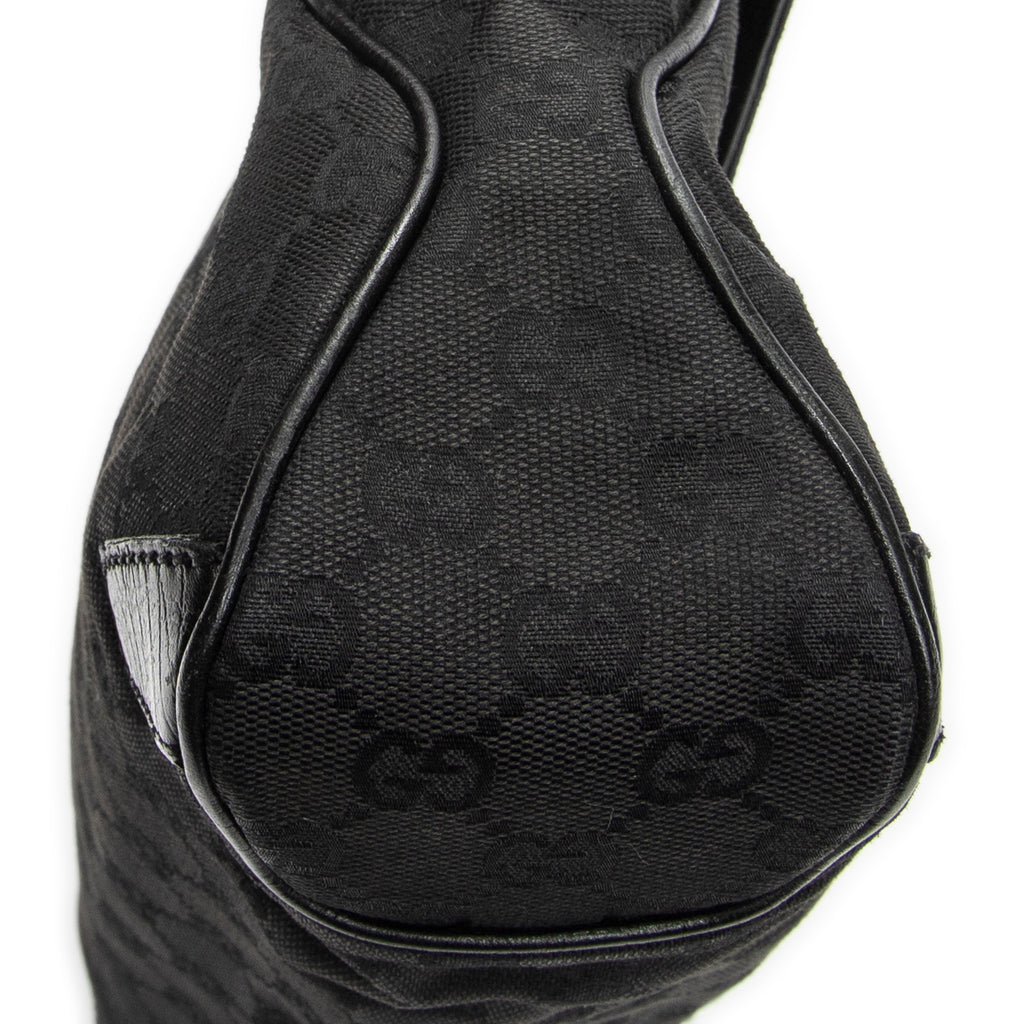 Shoulder Bag Horsebit Chain Shoulder Flap Black Monogrammed Canvas