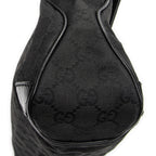 Shoulder Bag Horsebit Chain Shoulder Flap Black Monogrammed Canvas