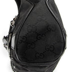 Shoulder Bag Horsebit Chain Shoulder Flap Black Monogrammed Canvas