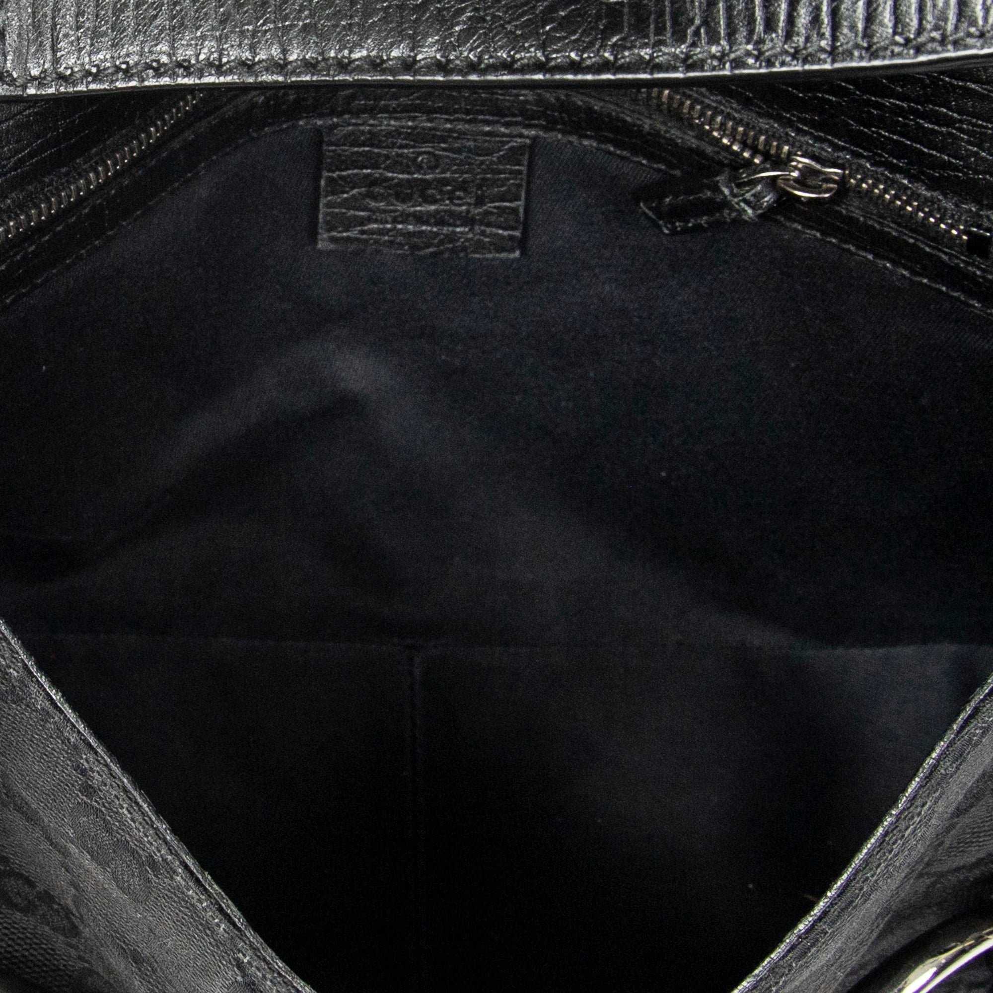 Bolso de Hombro Horsebit Chain Solapa Lona Monogram Negro