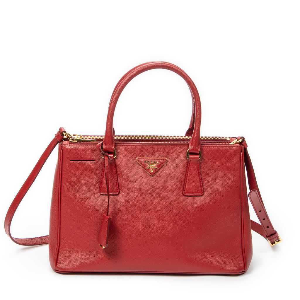 Shoulder Bag Medium Galleria Double Zip Tote Red Saffiano Leather