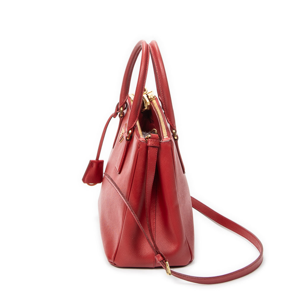 Shoulder Bag Medium Galleria Double Zip Tote Red Saffiano Leather