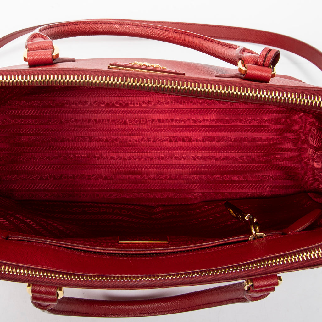 Shoulder Bag Medium Galleria Double Zip Tote Red Saffiano Leather