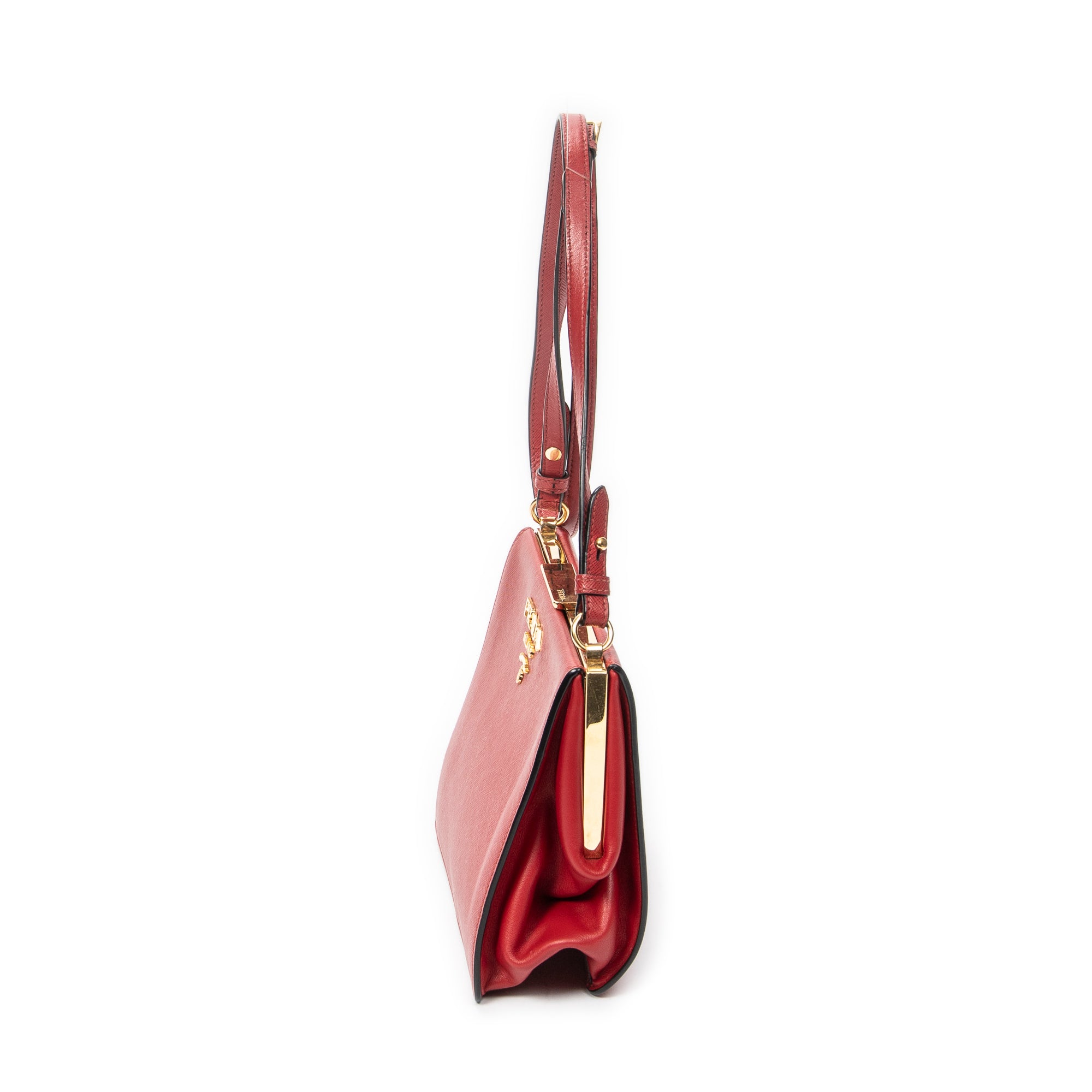 Shoulder Bag Frame Crossbody Red Saffiano Leather