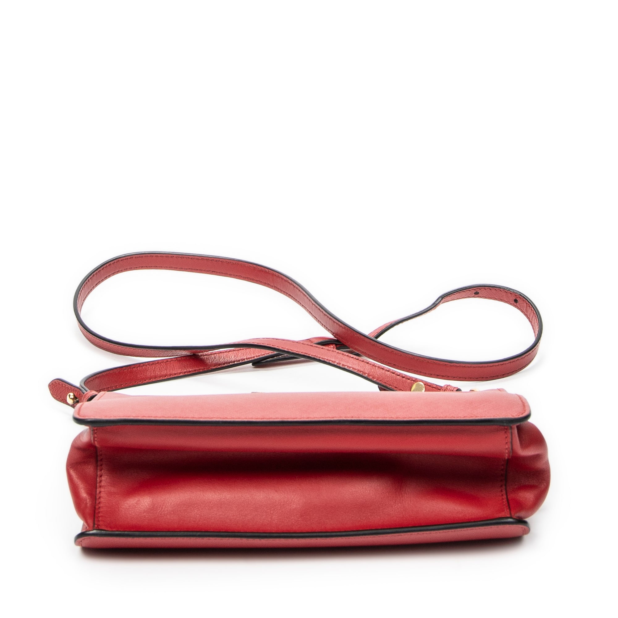 Shoulder Bag Frame Crossbody Red Saffiano Leather