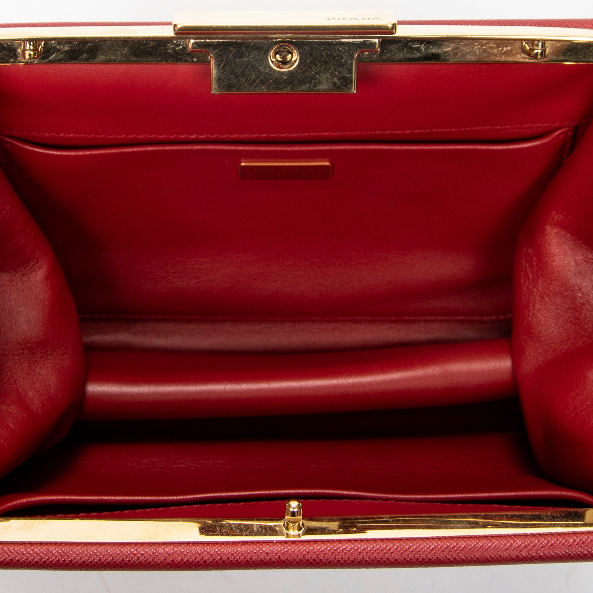 Shoulder Bag Frame Crossbody Red Saffiano Leather