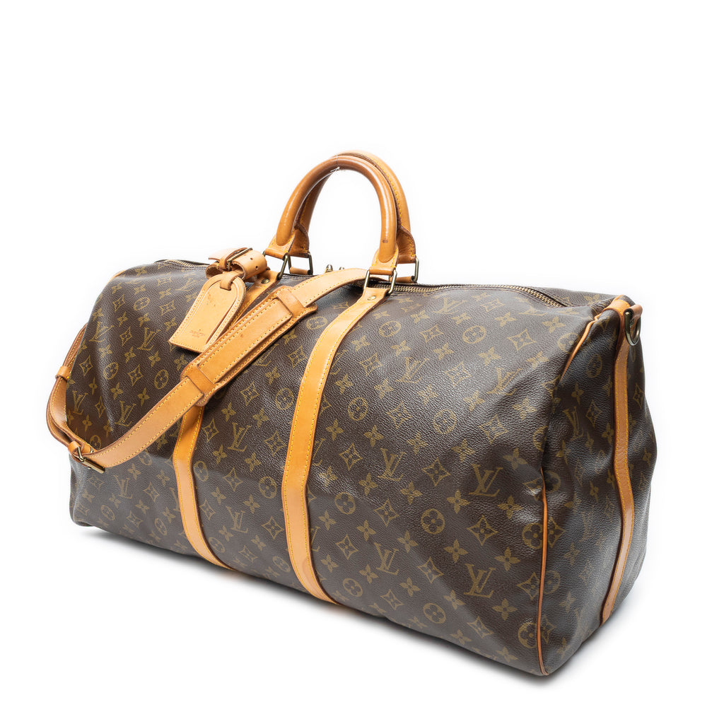Travel Bag Keepall Bandouliere 55 Brown Monogram Canvas