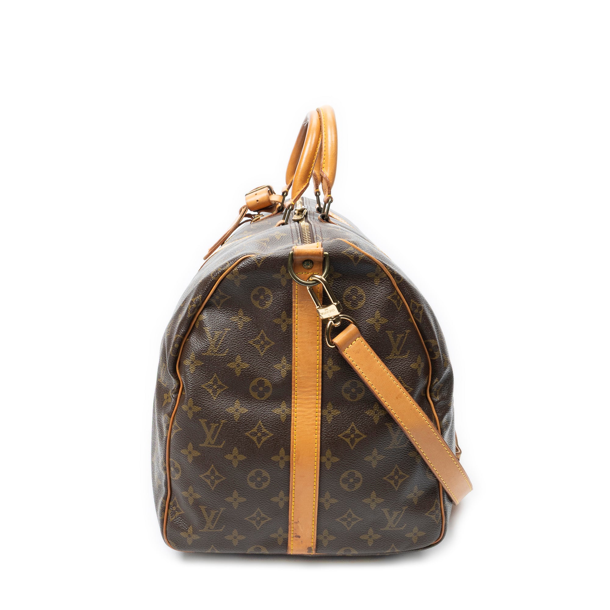 Travel Bag Keepall Bandouliere 55 Brown Monogram Canvas