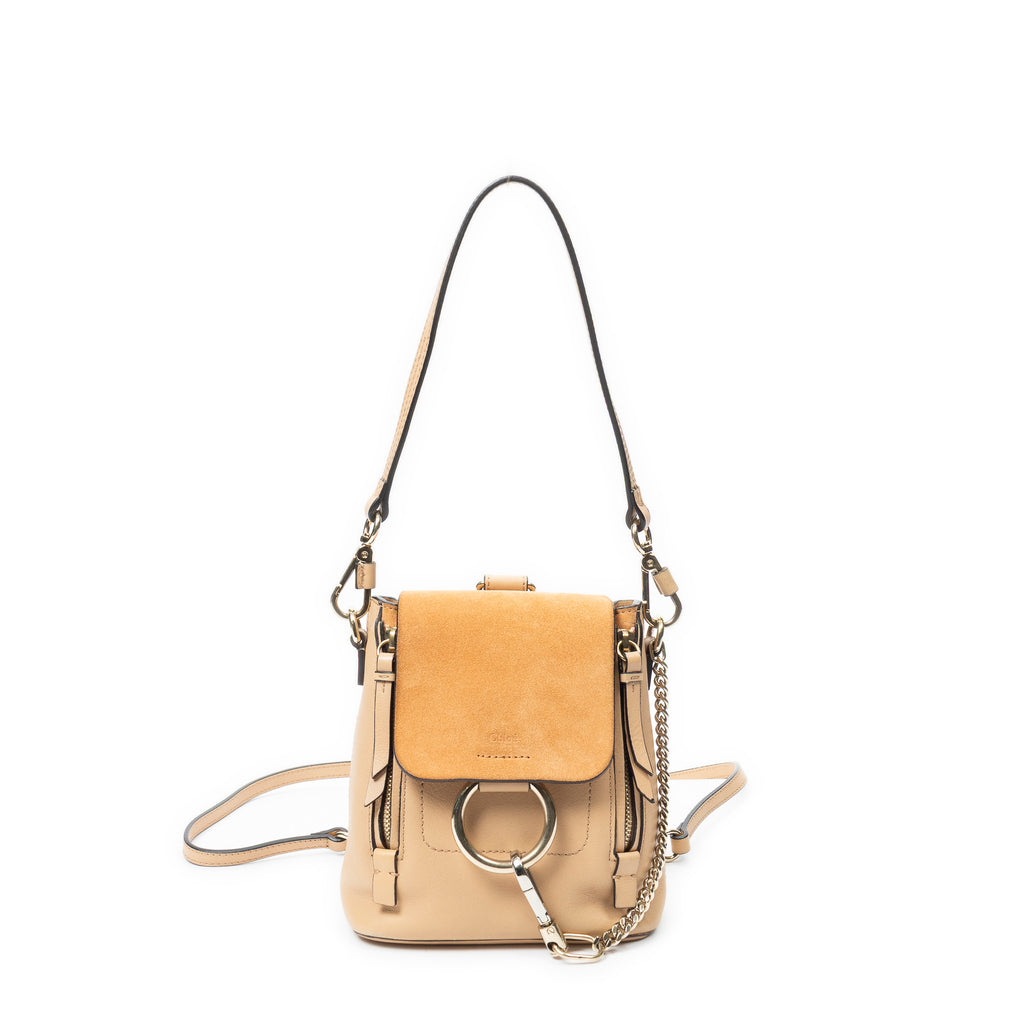 Backpack Mini Faye Backpack Beige Calfskin Leather